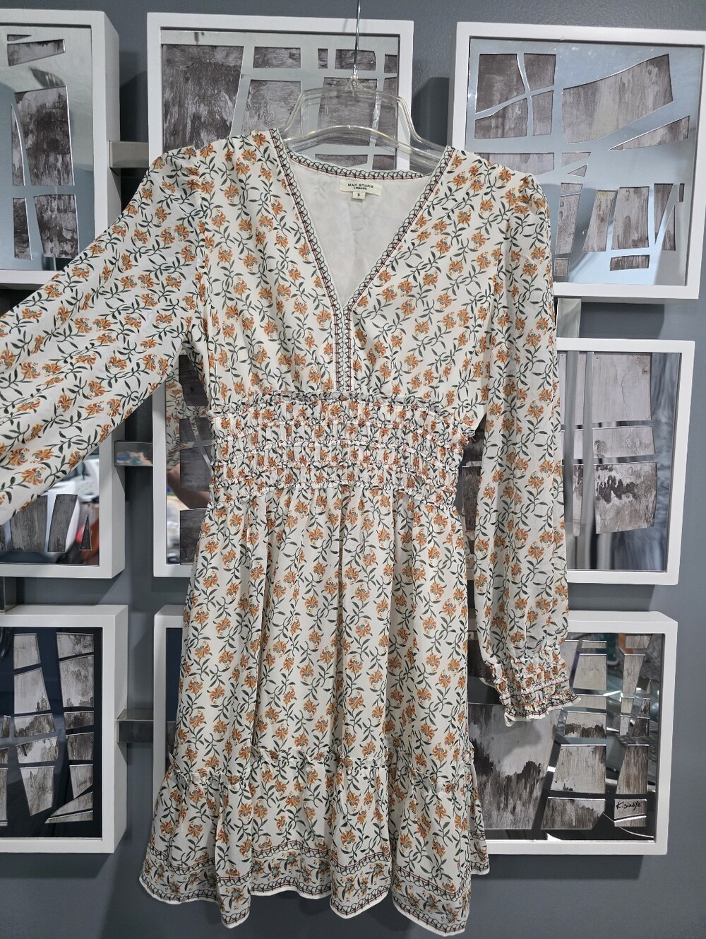 Max Studio Cream Dress with Orange Floral Print